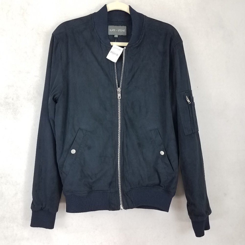 NWT Slate & Stone Bomber Jacket Lightweight Zip Up Navy Blue Mens M Fall Casual